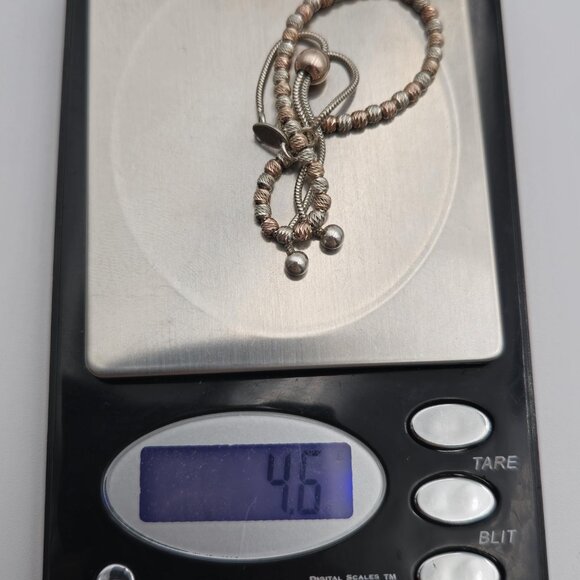 7 Inch Sterling Silver And Rose Gold Plated Adjustable Bracelet A2862 - Picture 6 of 6